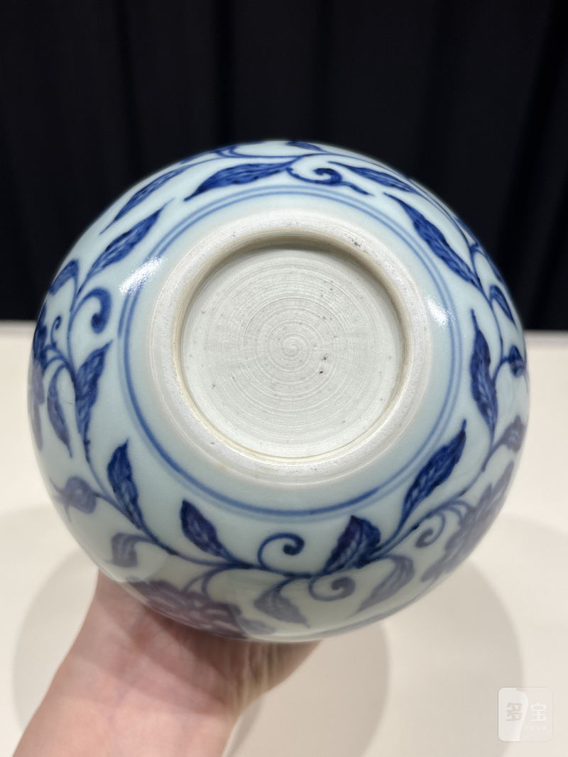 清雍正 青花缠枝花卉纹天球瓶 - 图7
